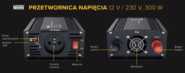 Przetwornica napięcia Newell z czystą sinusoidą - 12 V / 230 V, 300 W