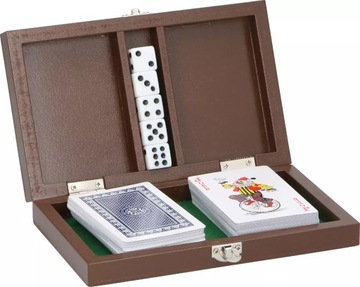 Karty do gry 2 talie tradycyjne zestaw w drewnianym pudełku LIFETIME