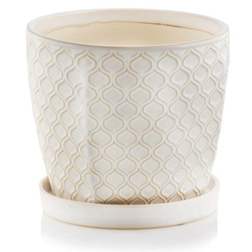 Kremowa doniczka ceramiczna z podstawką 12 Polnix Vintage Maroko