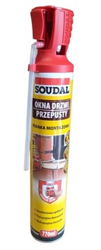 SOUDAL PIANKA PIANA MONTAŻOWA OKNA DRZWI 770ML WĘŻ