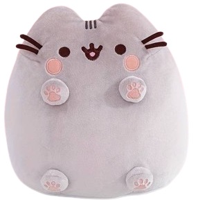 PUSHEEN MASKOTKA PRZYTULANKA PUSHIN MIĘKKA PUSZYSTA SZARA RÓŻOWE ŁAPKI