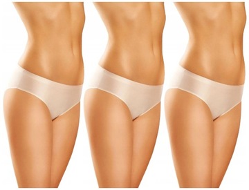 3X GATTA BEZSZWOWE MAJTKI MINI BIKINI ULTRA COMFORT NATURAL L
