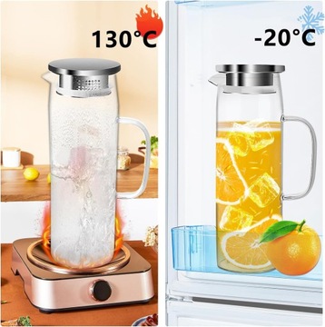 Водный кувшин, стеклянный кувшин, кувшин для замороженного чая с крышкой