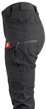 ELASTYCZNE spodnie BOJÓWKI MĘSKIE robocze ochronne czarne DUŻO KIESZENI 44