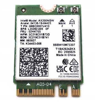 Intel WiFi 6 AX200 # AX200.NGWG.NV # PCIe M.2