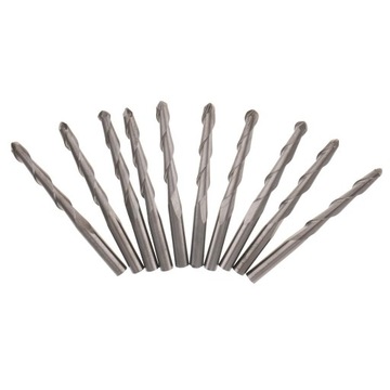 10 szt. Frezy trzpieniowe 3,175 mm z podwójnym rowkiem spiralnym i kulkowym CNC Krawędź tnąca 22 mm