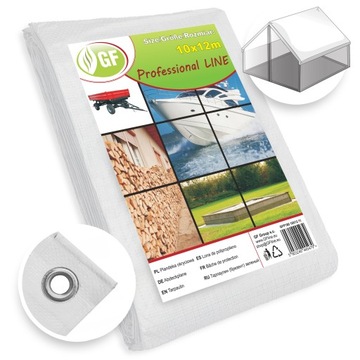 PLANDEKA GRUBA MOCNA WODOODPORNA 10x12 BIAŁA PŁACHTA WZMACNIANA UV+ 180g