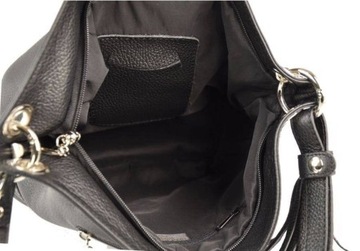 Skórzana torebka damska na ramię shopperka granatowa - Barberini's 163-4