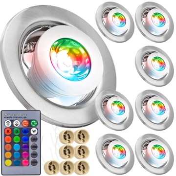 7x OPRAWKA HALOGENOWA SUFITOWA ŻARÓWKA LED RGB