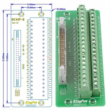 Клеммная колодка IDC40 на DIN-рейку, 2x20 контактов