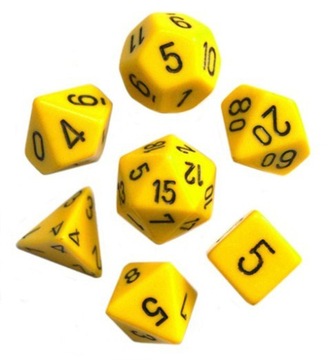 Kości RPG matowe żółte zestaw 7 szt.