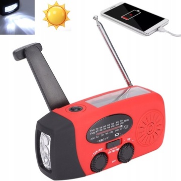 Radio Awaryjne Solarne AM FM SOS PB 1000mAh