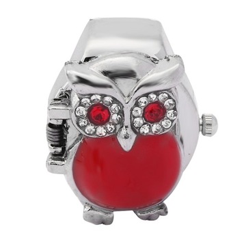Zegarek z pierścieniem palcami Odwrotka w górę okadki Vintage Owl VQ