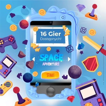 TELEFON DLA DZIECI ROZMOWY GRY ZEGAREK APARAT KAMERA LATARKA MUZYKA