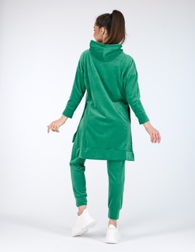 Welurowe dresy damskie LEMA Emi II - bluza welurowa + spodnie zielony 4/5XL