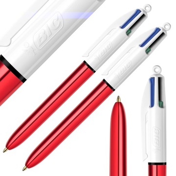 BIC ZESTAW 4COLOURS SHINE RED DŁUGOPIS AUTOMATYCZNY 4 KOLORY SZKOLNY x2