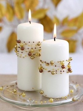 Жемчужная гирлянда с золотым жемчугом Свадьба Крещение Причастие 6,5 м 130 см х 5 шт.