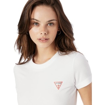 GUESS KOSZULKA DAMSKA T-SHIRT SS CN MINI TRIANGLE BIAŁA r.S