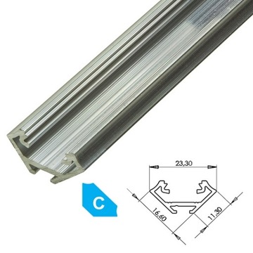 Profil aluminiowy do taśm LED LUMINES typ C Surowy 2m