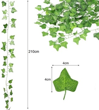 ИСКУССТВЕННЫЙ Плющ x 3 ШТ. Для Настенной Балконной Гирлянды Искусственные Листья 6 М
