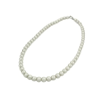 NASZYJNIK PERŁY BIAŁE 8 mm SZKLANE długość 50 cm