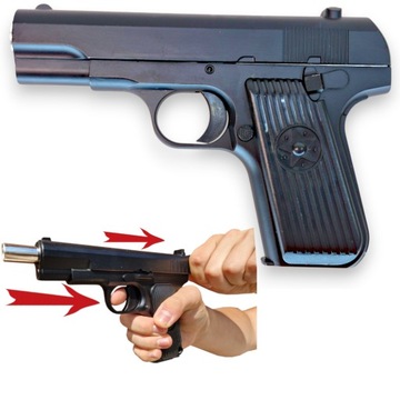 TOKAREV TT REPLIKA BRONI ASG Pistolet METALOWY Kulki TŁUMIK GRANAT 2 tarcze