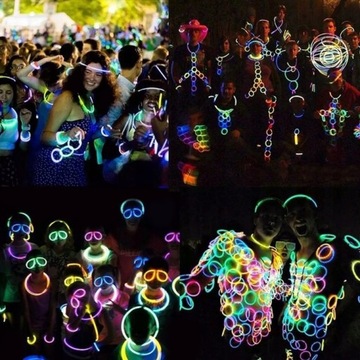 BRANSOLETKI OPASKI ŚWIECĄCE PATYCZKI PAŁECZKI FLUORESCENCYJNE FLUO 50szt