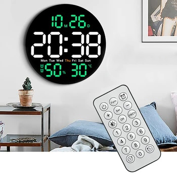 Электронные светодиодные настенные часы с дистанционным управлением ТЕМПЕРАТУРА ВЛАЖНОСТЬ ДАТА БУДИЛЬНИК