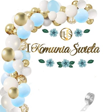 KOMUNIA Balony dekoracje na Komunię baner KWIATY