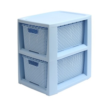 Книжный шкаф с 2 корзинами Синий ротанг BRANQ