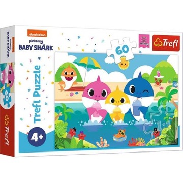 PUZZLE 60 BABY SHARK RODZINA REKINÓW NA WAKACJACH.