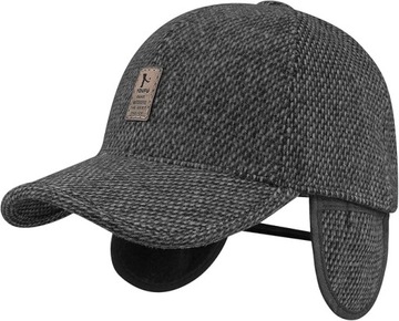 ТЕПЛАЯ ЗИМНЯЯ ШАПКА С КОЗЫРЕМ И НАПОЛЬНЫМИ УШАМИ МУЖСКАЯ УТЕПЛЕННАЯ ШАПКА НА УШЯХ