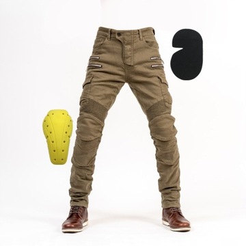 SPODNIE MOTOCYKLOWE BOJÓWKI MĘSKIE JEANSY KEVLAR
