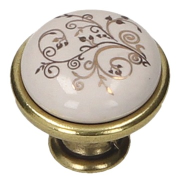 Gałka meblowa GAMET GP19 złoty/ porcelana dekor 11