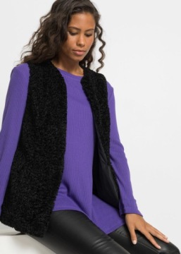 ЖИЛЕТ ЖЕНСКИЙ ПЛЮШЕВЫЙ BONPRIX, ЧЕРНЫЙ, размер 50 Y454123