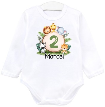 Body personalizowane DRUGIE URODZINY 2 LATA SAFARI IMIĘ r. 98