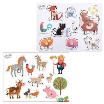 SMILY PLAY Układanka drewniana zwierzęta farma Montessori puzzle drewniane