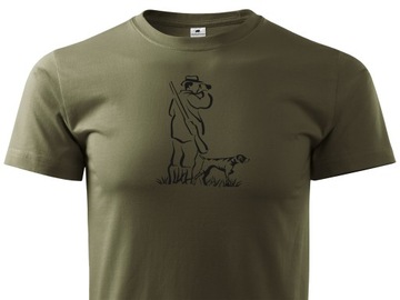 Koszulka myśliwska khaki T-shirt bawełniany na polowanie MYŚLIWY Z PSEM