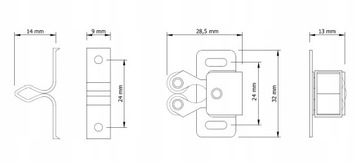 ЗАМОК МЕБЕЛЬНЫЙ РОЛИКОВЫЙ, ЗАМОК ПРЕССОВАННЫЙ, ОЦИНКОВАННЫЙ LB - 4 ШТ.