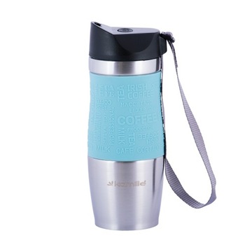 KUBEK TERMICZNY TERMOS STALOWY 100% SZCZELNY pojemny bidon KAMILLE 380 ml