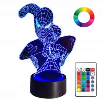 Lampka Nocna Prezent Spider-Man 3D Led 16 kolorów