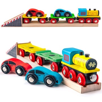 Pociąg Przewóz Samochodów Laweta do Kolejki dla Dzieci Bigjigs Rail