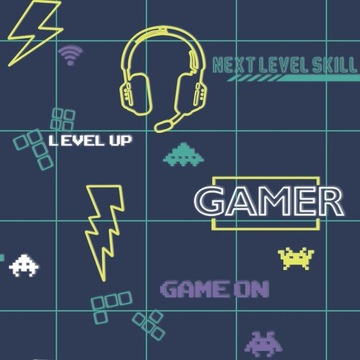 TAPETA DO POKOJU GRACZA MŁODZIEŻOWA NAPISY GAMER