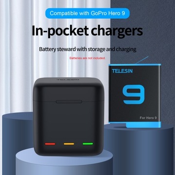 3-канальное быстрое USB-зарядное устройство для GoPro Hero 9 10