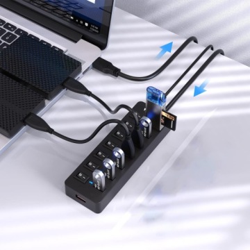 СТАНЦИЯ-концентратор 7 В 1 АДАПТЕР КАБЕЛЬ USB-C 1,2 М 5 В/3 А ИНДИВИДУАЛЬНЫЙ ПЕРЕКЛЮЧАТЕЛЬ