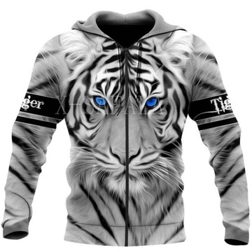 BLUZA MĘSKA Z KAPTUREM TYGRYS NADRUK 3D M