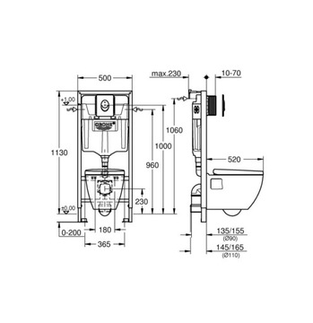 БЕТОННЫЙ УНИТАЗ GROHE SOLIDO С ЧАШОЙ ​​GROHE ЧЕРНОЙ