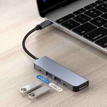 Адаптер USB C Hub PD87W для планшетных камер, сканеров, мыши, ноутбука, данных 5 в 1