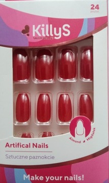 KILLYS sztuczne paznokcie tipsy czerwone 24 szt.