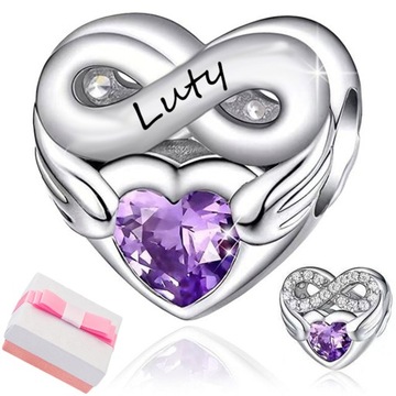 CHARMS SREBRNY MIESIĄC LUTY ZAWIESZKA BEADS